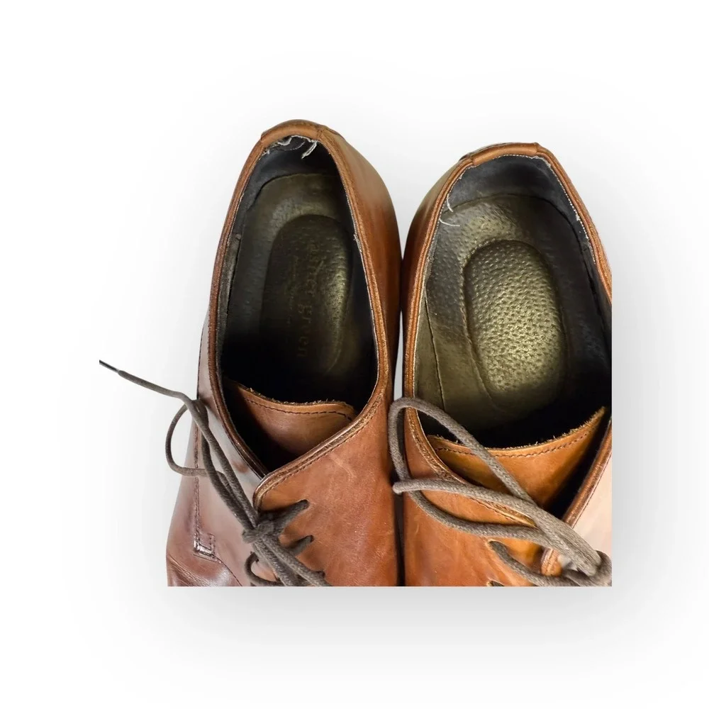 Asher Green Mens Brown Leather Cap Toe Lace Up Oxford Dress‎ Shoes Size 10.5